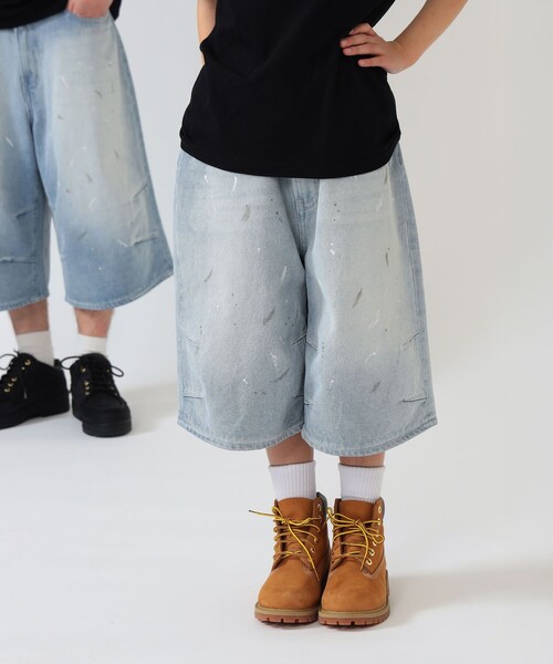 こども ビームス(コドモビームス)の「BEAMS × こども ビームス / クォーターレングス ペインター ワイド デニムパンツ 2026(110~160cm)(デニムパンツ・キッズ・サックスブルー/ブラック・S(110-120)/M(130-140))」の12枚目の写真