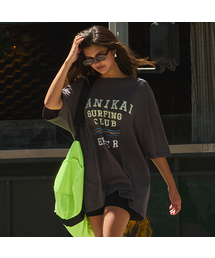 ERER（エルエル）の「Overfit Vintage Painted Surf Club Artwork T-Shirt Charcoal（Tシャツ/カットソー）」