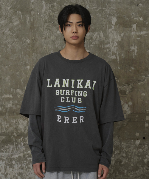 ERER(エルエル)の「Overfit Vintage Painted Surf Club Artwork T-Shirt Charcoal(Tシャツ/カットソー・レディース・チャコール・1/2)」の4枚目の写真