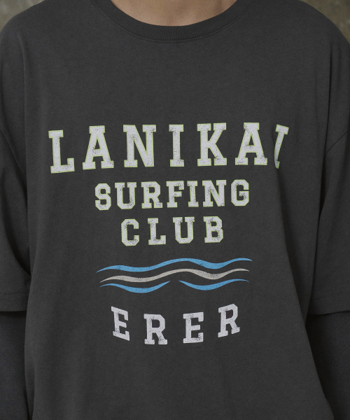 ERER(エルエル)の「Overfit Vintage Painted Surf Club Artwork T-Shirt Charcoal(Tシャツ/カットソー・レディース・チャコール・1/2)」の5枚目の写真