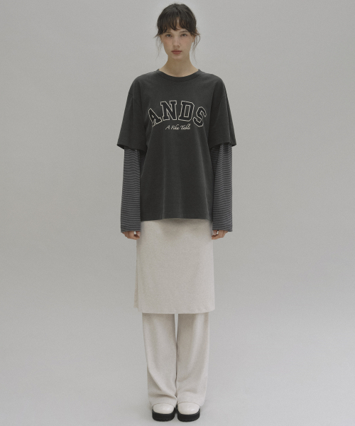 ANDNEEDS(アンドニーズ)の「Naia layered skirt pants (oatmeal melange)(スウェットパンツ・レディース・その他・FREE)」の2枚目の写真