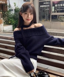 オフショルダー」に該当するトップス（ブルー・ネイビー/青色系