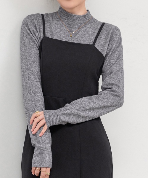 DAY CLOSET（デイ クローゼット）の「何気ない日も、きれいに見せる。長袖ハイネックリブニットトップス レディース（ニット/セーター・レディース・グレー/ホワイト/ダークブラウン/レッド・FREE）」の2枚目の写真