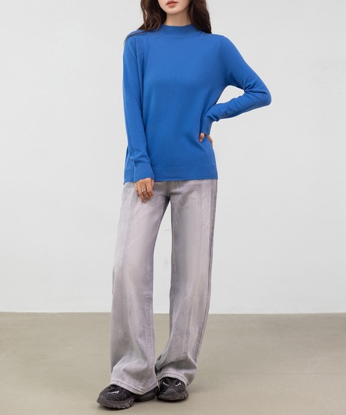 DAY CLOSET（デイ クローゼット）の「何気ない日も、きれいに見せる。長袖ハイネックリブニットトップス レディース（ニット/セーター・レディース・グレー/ホワイト/ダークブラウン/レッド・FREE）」の22枚目の写真