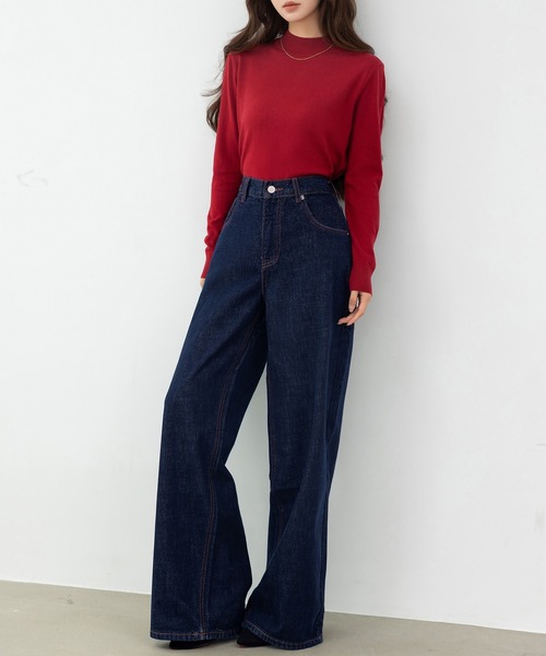 DAY CLOSET（デイ クローゼット）の「何気ない日も、きれいに見せる。長袖ハイネックリブニットトップス レディース（ニット/セーター・レディース・グレー/ホワイト/ダークブラウン/レッド・FREE）」の15枚目の写真