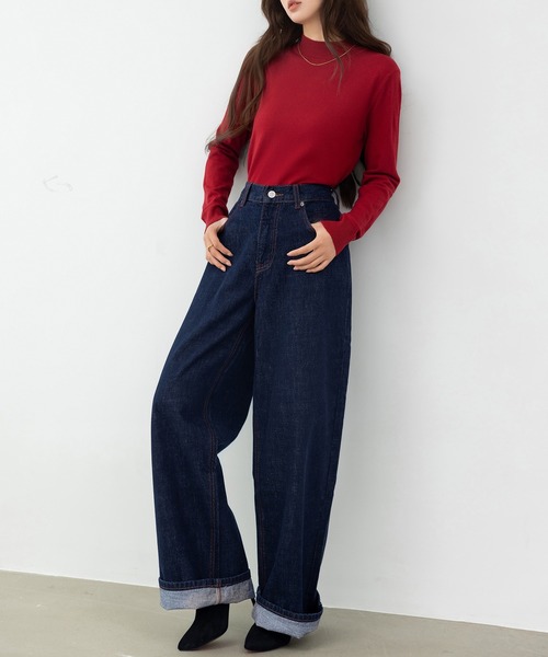 DAY CLOSET（デイ クローゼット）の「何気ない日も、きれいに見せる。長袖ハイネックリブニットトップス レディース（ニット/セーター・レディース・グレー/ホワイト/ダークブラウン/レッド・FREE）」の17枚目の写真