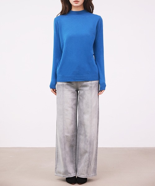 DAY CLOSET（デイ クローゼット）の「何気ない日も、きれいに見せる。長袖ハイネックリブニットトップス レディース（ニット/セーター・レディース・グレー/ホワイト/ダークブラウン/レッド・FREE）」の9枚目の写真