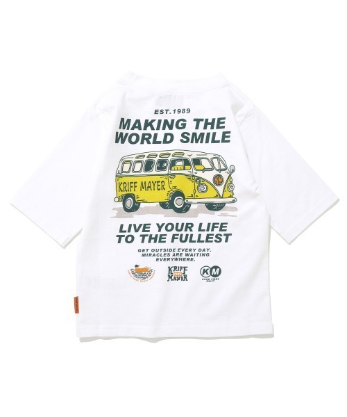 KRIFF MAYER Kid's Collection(クリフメイヤーキッズコレクション)の「【綿100%・5分袖】楽LUCK五分袖Tシャツ(BUS)(Tシャツ/カットソー・キッズ・オフホワイト/ミント/オレンジ/チャコール・160/150/140/130/120/170)」の2枚目の写真