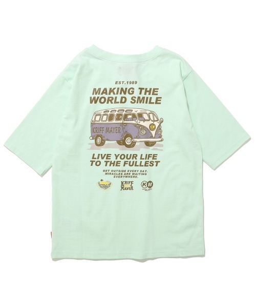 KRIFF MAYER Kid's Collection(クリフメイヤーキッズコレクション)の「【綿100%・5分袖】楽LUCK五分袖Tシャツ(BUS)(Tシャツ/カットソー・キッズ・オフホワイト/ミント/オレンジ/チャコール・160/150/140/130/120/170)」の4枚目の写真