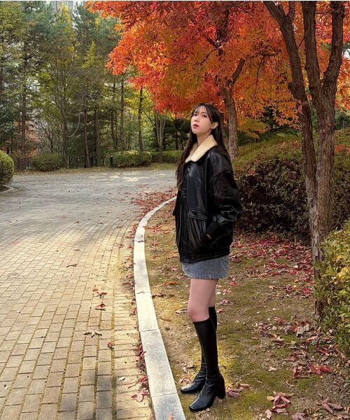 LADY VOLUME(レディーボリューム)の「SHEARING VINTAGE WASHED LEATHER PADDING JUMPER_BLACK(ダウンジャケット/コート・レディース・その他・FREE)」の14枚目の写真