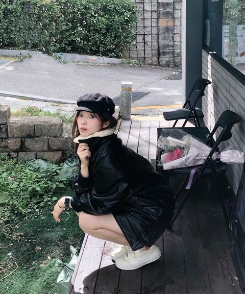LADY VOLUME(レディーボリューム)の「SHEARING VINTAGE WASHED LEATHER PADDING JUMPER_BLACK(ダウンジャケット/コート・レディース・その他・FREE)」の5枚目の写真