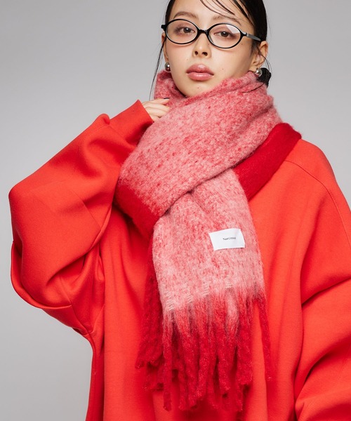 Narcissus（ナルシス）の「バイカラーマフラー（マフラー・レディース・ブラック/レッド/イエロー・FREE）」の2枚目の写真