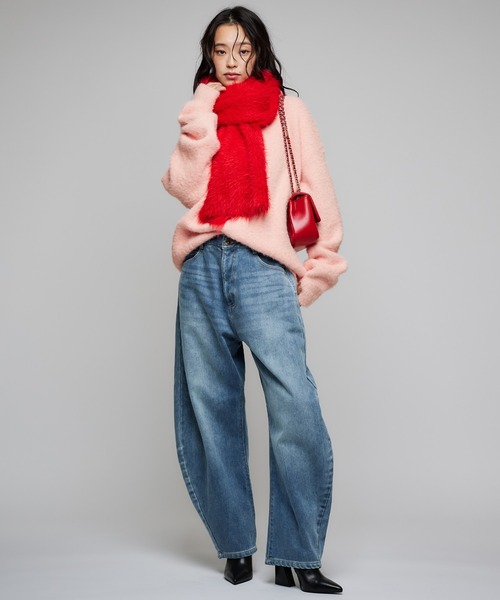 Narcissus（ナルシス）の「バイカラーマフラー（マフラー・レディース・ブラック/レッド/イエロー・FREE）」の7枚目の写真