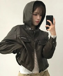 as you are（アズユーアー）の「◇ASYOUARE◇ブランド直輸入正規品/丈が選べる/トラック レザー フーディー ジャケット TRACK LEATHER HOODIE JACKET（その他アウター）」