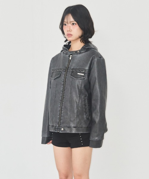 as you are（アズユーアー）の「◇ASYOUARE◇ブランド直輸入正規品/丈が選べる/トラック レザー フーディー ジャケット TRACK LEATHER HOODIE JACKET（その他アウター・レディース・ブラウン/チャコール・S/M）」の16枚目の写真