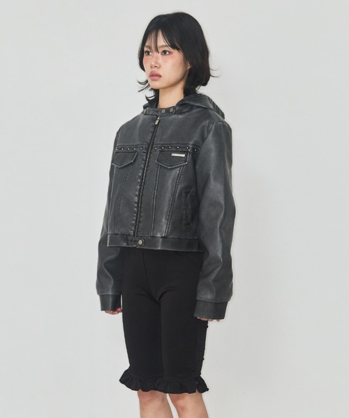 as you are（アズユーアー）の「◇ASYOUARE◇ブランド直輸入正規品/丈が選べる/トラック レザー フーディー ジャケット TRACK LEATHER HOODIE JACKET（その他アウター・レディース・ブラウン/チャコール・S/M）」の18枚目の写真