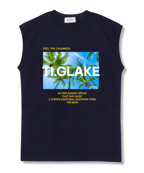TI.GLAKE(ティーグレイク)の「ベケーションスポット オーバーサイズ ノースリーブTシャツ ネイビー(Tシャツ/カットソー・レディース・その他・LARGE/X-LARGE/XX-LARGE)」の1枚目の写真