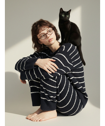 IMCLAIRE（アイエムクレア）の「Fleece Stripe Set Sleepwear Black（ルームウェア/パジャマ）」