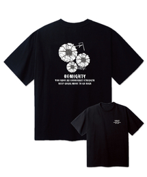 ヴィンテージフラワーオーバーサイズ半袖Tシャツ[ブラック]