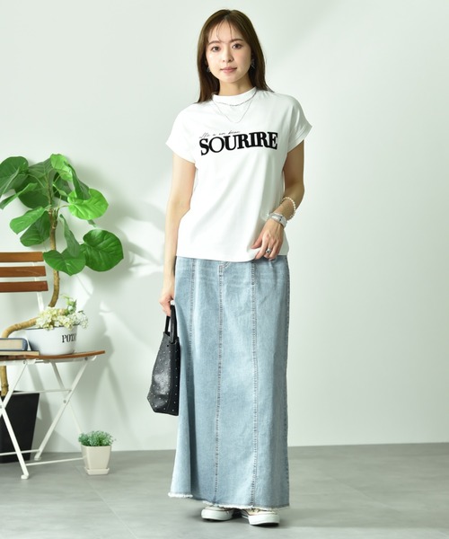 INTERPLANET(インタープラネット)の「【UV・接触冷感】フロッキーロゴプリントフレンチスリーブプルオーバー(Tシャツ/カットソー・レディース・オフホワイト/ライトベージュ/チャコールグレー・FREE)」の22枚目の写真