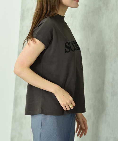 INTERPLANET(インタープラネット)の「【UV・接触冷感】フロッキーロゴプリントフレンチスリーブプルオーバー(Tシャツ/カットソー・レディース・オフホワイト/ライトベージュ/チャコールグレー・FREE)」の17枚目の写真