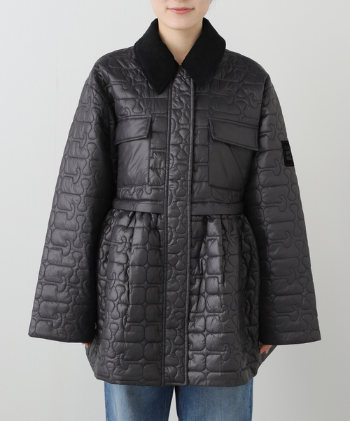 GANNI/ガニー Shiny Quilt Midi Jacket w. Flare（その他アウター）｜U