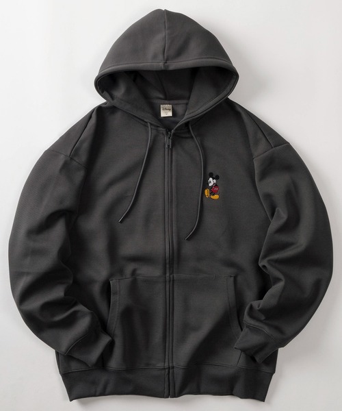 Disney（ディズニー）の「【71】【Disney/ディズニー】ミッキーマウス リップルダンボール アップリケ サガラ刺繍 ジップパーカー/メンズ/レディース/ユニセックス（パーカー・レディース・チャコールグレー/ブルー/ブラック/アッシュグレー・M/L/XL）」の5枚目の写真