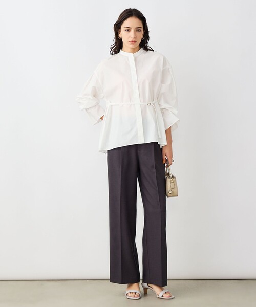 NOLLEY’S Sophi（ノーリーズソフィ）の「《セットアップ対応》ウォッシャブルドライシャークタックワイドパンツ（その他パンツ・レディース・グレイッシュベージュ/チャコールグレー・38/36/34）」の3枚目の写真