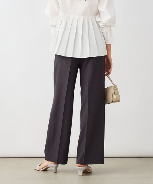 NOLLEY’S Sophi（ノーリーズソフィ）の「《セットアップ対応》ウォッシャブルドライシャークタックワイドパンツ（その他パンツ・レディース・グレイッシュベージュ/チャコールグレー・38/36/34）」の10枚目の写真