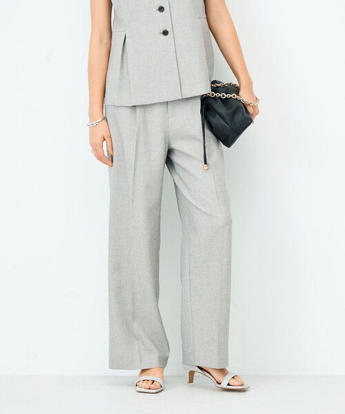 NOLLEY’S Sophi（ノーリーズソフィ）の「《セットアップ対応》ウォッシャブルドライシャークタックワイドパンツ（その他パンツ・レディース・グレイッシュベージュ/チャコールグレー・38/36/34）」の20枚目の写真