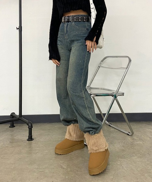 non-hedge(ノンヘッジ)の「フェイクファー付ルーズムートンライクブーツ(ブーツ・レディース・モカ/ベージュ・S/M/L)」の4枚目の写真