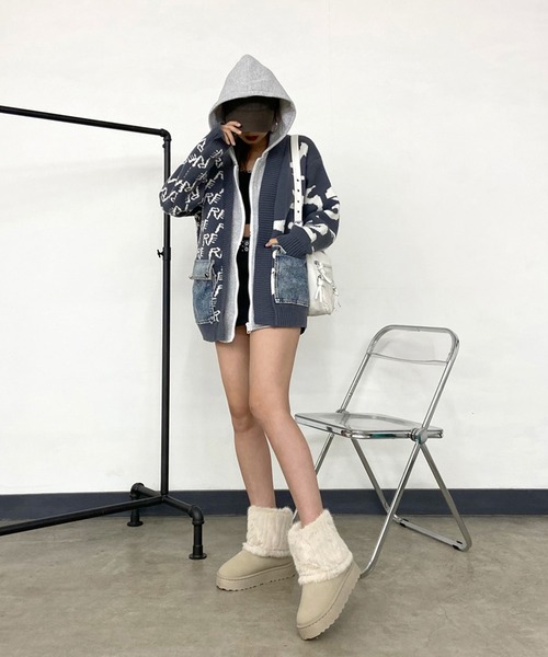 non-hedge(ノンヘッジ)の「フェイクファー付ルーズムートンライクブーツ(ブーツ・レディース・モカ/ベージュ・S/M/L)」の13枚目の写真