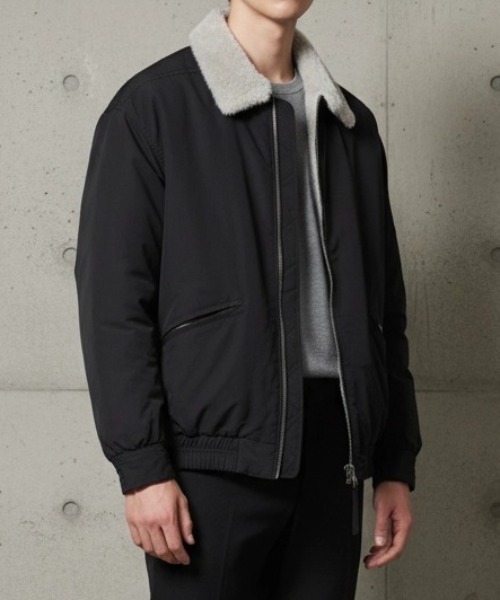 ARULE（アルール）の「A'GEM/9 × .kom『ARULE/アルール』Boa Lined Stand Collar Zip Blouson/ボアライニングスタンドカラージップブルゾン（ブルゾン・メンズ・ブラック・L）」の5枚目の写真