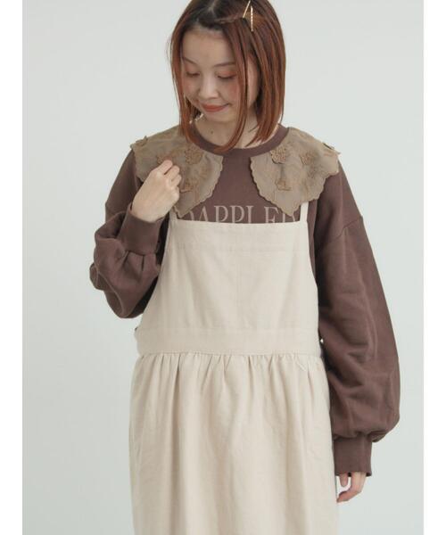 Samansa Mos2（サマンサ モスモス）の「裏毛3Dレース襟付きスウェット（Tシャツ/カットソー・レディース・オフホワイト/グレー/ブラウン/ブラック・F）」の4枚目の写真