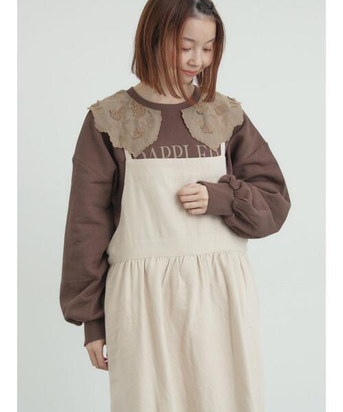 Samansa Mos2（サマンサ モスモス）の「裏毛3Dレース襟付きスウェット（Tシャツ/カットソー・レディース・オフホワイト/グレー/ブラウン/ブラック・F）」の12枚目の写真