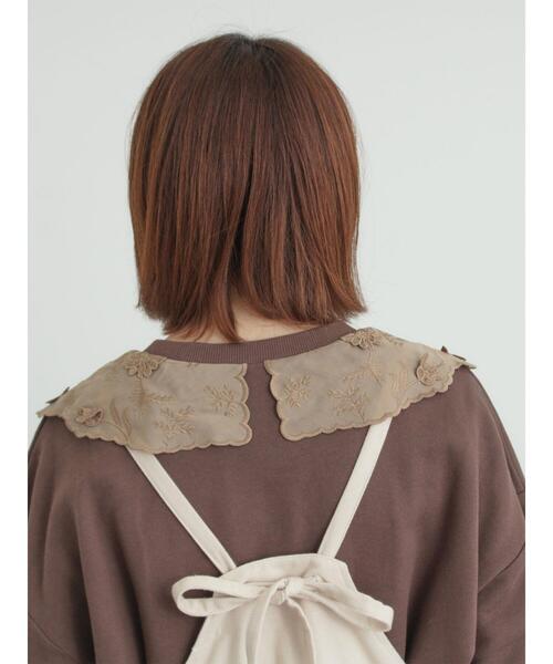 Samansa Mos2（サマンサ モスモス）の「裏毛3Dレース襟付きスウェット（Tシャツ/カットソー・レディース・オフホワイト/グレー/ブラウン/ブラック・F）」の5枚目の写真