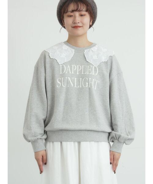 Samansa Mos2（サマンサ モスモス）の「裏毛3Dレース襟付きスウェット（Tシャツ/カットソー・レディース・オフホワイト/グレー/ブラウン/ブラック・F）」の6枚目の写真