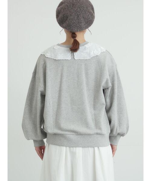 Samansa Mos2（サマンサ モスモス）の「裏毛3Dレース襟付きスウェット（Tシャツ/カットソー・レディース・オフホワイト/グレー/ブラウン/ブラック・F）」の16枚目の写真