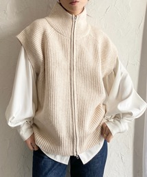 ハイネック ニット ジップアップ」に該当するレディースのベスト