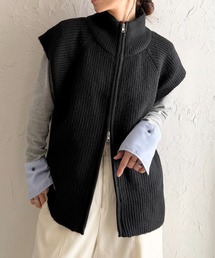 ハイネック ニット ジップアップ」に該当するレディースのベスト