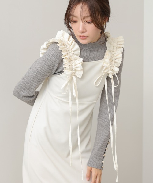 Bab(バブ)の「【選べるサイズ展開/簡単お手入れ◎】イージージョーゼットショルダーギャザーワンピース(ワンピース・レディース・アイボリー/ブラック/モカ・S/M/L)」の5枚目の写真