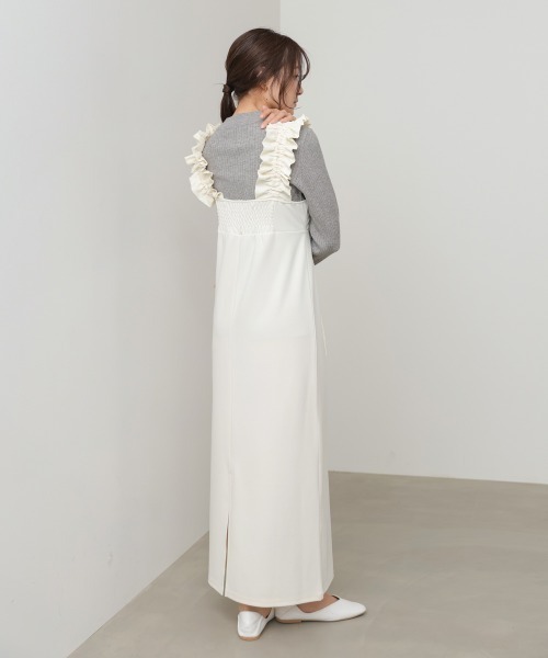 Bab(バブ)の「【選べるサイズ展開/簡単お手入れ◎】イージージョーゼットショルダーギャザーワンピース(ワンピース・レディース・アイボリー/ブラック/モカ・S/M/L)」の9枚目の写真