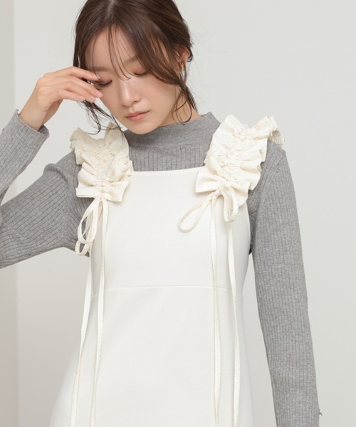 Bab(バブ)の「【選べるサイズ展開/簡単お手入れ◎】イージージョーゼットショルダーギャザーワンピース(ワンピース・レディース・アイボリー/ブラック/モカ・S/M/L)」の10枚目の写真