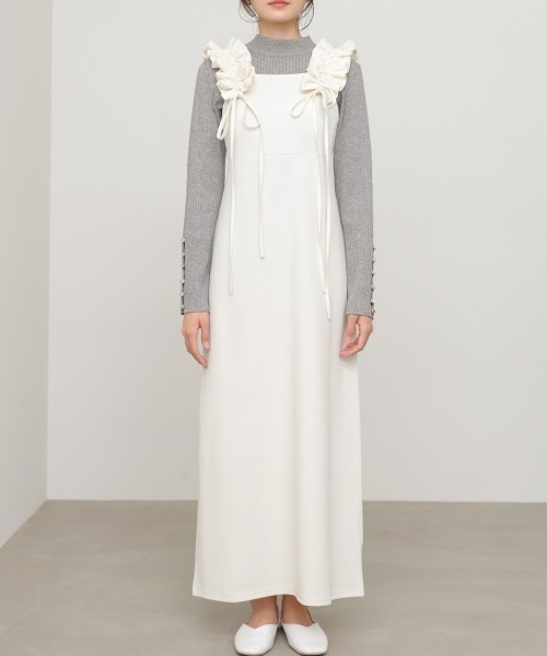 Bab(バブ)の「【選べるサイズ展開/簡単お手入れ◎】イージージョーゼットショルダーギャザーワンピース(ワンピース・レディース・アイボリー/ブラック/モカ・S/M/L)」の11枚目の写真