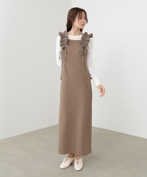 Bab(バブ)の「【選べるサイズ展開/簡単お手入れ◎】イージージョーゼットショルダーギャザーワンピース(ワンピース・レディース・アイボリー/ブラック/モカ・S/M/L)」の17枚目の写真