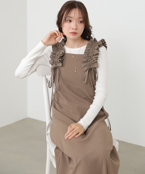 Bab(バブ)の「【選べるサイズ展開/簡単お手入れ◎】イージージョーゼットショルダーギャザーワンピース(ワンピース・レディース・アイボリー/ブラック/モカ・S/M/L)」の20枚目の写真