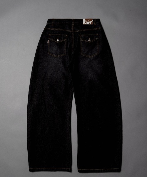 CIVVY ダブルポケットワイドデニムパンツ Mサイズ ブラック Double Pocket Wide denim Pants - ダブルポケットワイドデニムパンツ