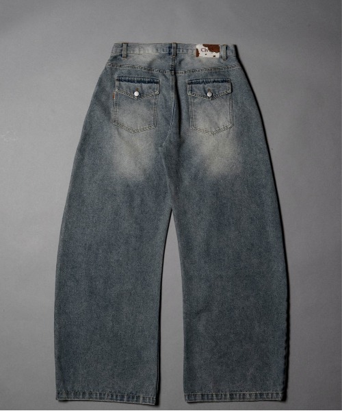 Double Pocket Wide denim Pants - ダブルポケットワイドデニムパンツ