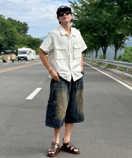 CARGOBROS（カーゴブロス）の「サンドブラシポケットバミューダデニムショートパンツ（ブラック）（その他パンツ・メンズ・その他・FREE）」の3枚目の写真