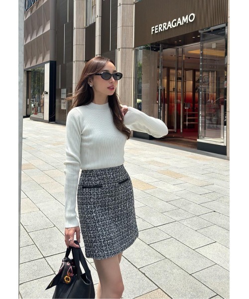 LUDICRUM(ルーディクルム)の「Fancy tweed mini skirt(スカート・レディース・ブラック/オフホワイト/ブルー・XS/S)」の5枚目の写真